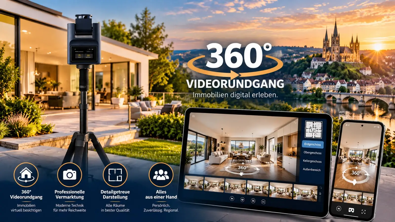 360° Videorundgang für Immobilien in Limburg – virtuelle Besichtigung auf Tablet und Smartphone